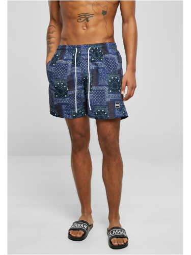 Patterned swimsuit shorts with navy scarf aop