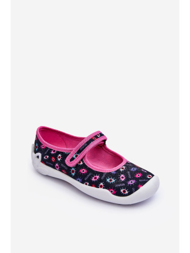 Befado Girls' Navy Blue and Pink Ballerina Slippers