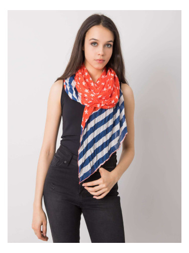 Red and dark blue patterned scarf