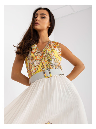 Dress-DHJ-SK-13128.61-White/Yellow