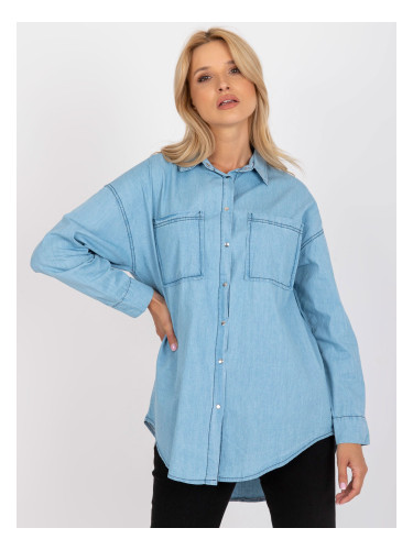 Light blue classic shirt made of cotton RUE PARIS