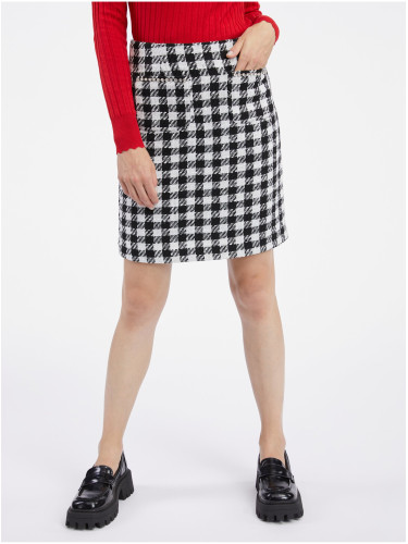 Orsay Women's White and Black Plaid Skirt - Women