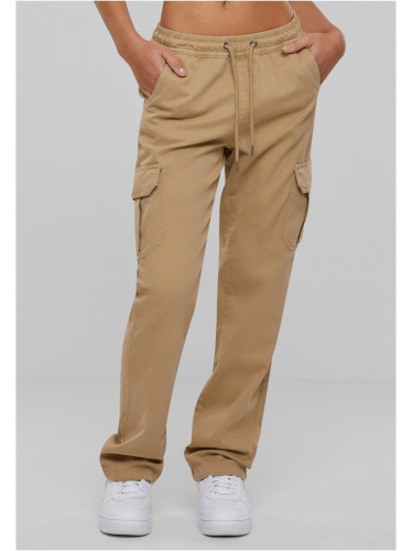 Women's high-waisted twill trousers unionbeige