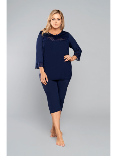 Women's pyjamas Izyda 3/4 sleeve, 3/4 legs - navy blue