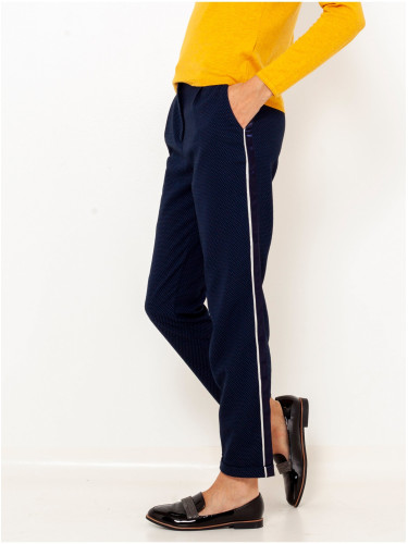 Navy blue cropped trousers with stripes CAMAIEU