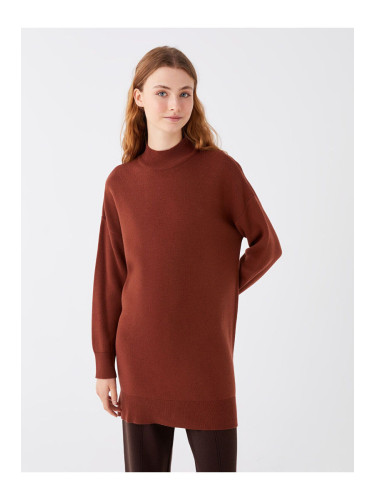 LC Waikiki Lw - Half Turtleneck Plain Long Sleeve Oversize Women's Knitwear Tunic