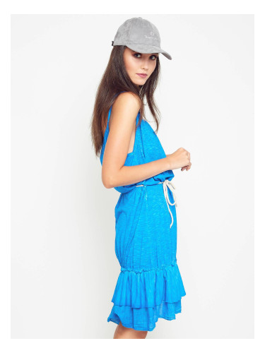 Strap dress with flounces blue Yups