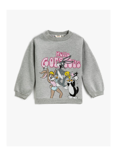 Koton Looney Tunes Printed Sweatshirt Licensed Half Turtleneck Long Sleeve