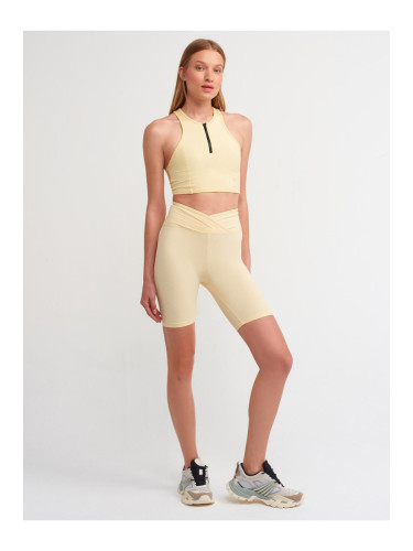 Dilvin 7936 Belt Detailed Short Leggings-c.yellow.