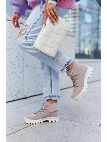 S. BARSKI Велурени ботуши Trapper Tiered Light purple Dalles