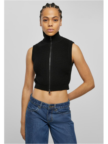 Women's short knitted vest black