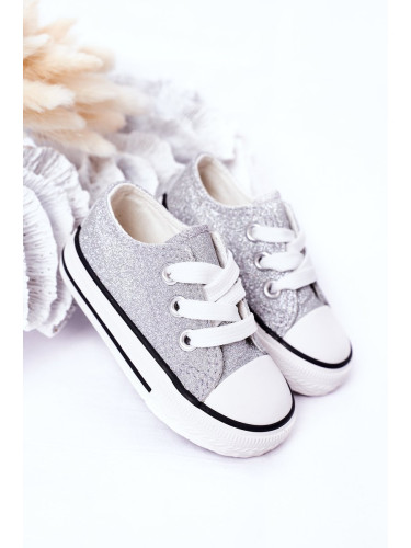 Boto Детски блестящи кецове Silver Bling-Bling