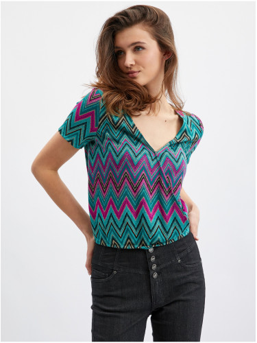 Orsay Pink & Green Women's Patterned T-Shirt - Women's