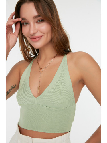 Trendyol Mint Super Crop Back Detailed Knitted Thin Blouse