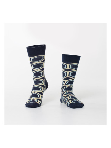 Men's socks with a navy blue pattern