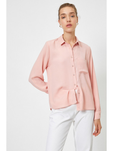 Koton Women's Pink Classic Collar Shirt