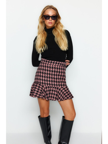 Trendyol Powder Crowbarn Patterned Non-woven Mini Skirt With Ruffles