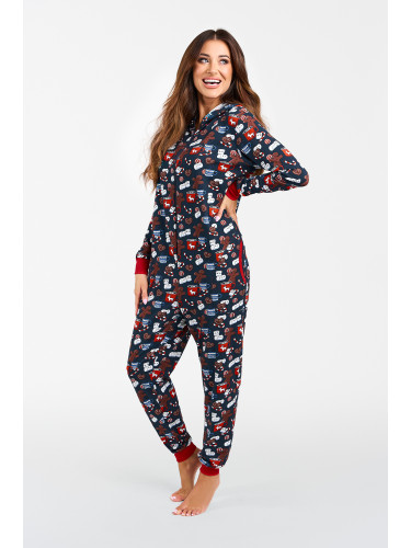 Makala women's jumpsuit with long sleeves, long pants - print