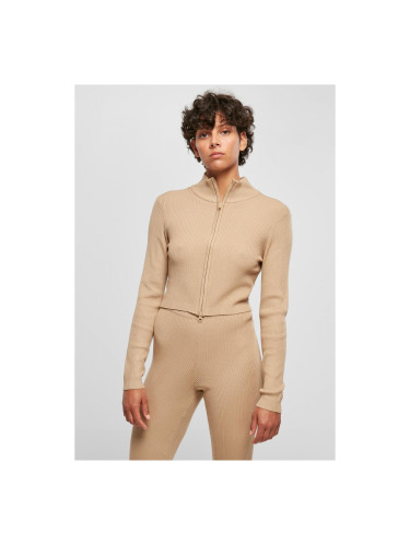 Women's sweater with zipper in beige color