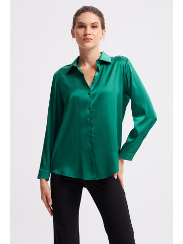 Gusto Satin Shirt - Green