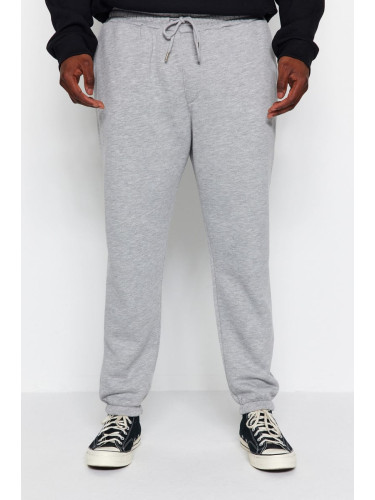 Trendyol Grey Plus Size Regular/Normal Cut Elastic Leg Inside Polar Fleece/Warm Sweatpants