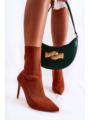 Boto Дамски високи боти с чорап на ток Camel Luisell