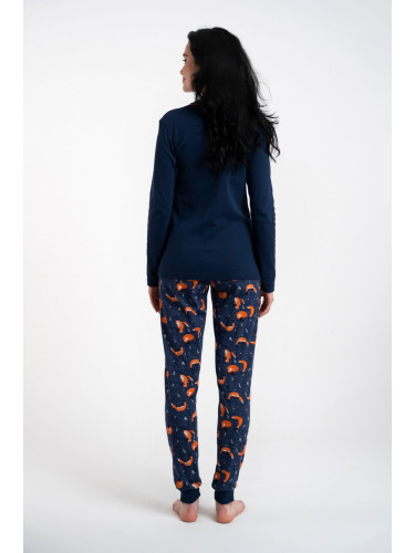 Wasilla women's pyjamas, long sleeves, long pants - navy blue/print