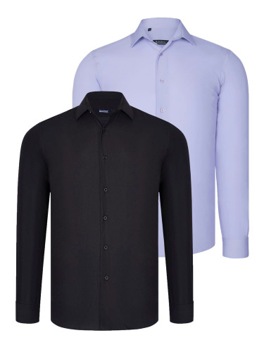 DUAL SET G726 DEWBERRY MENS SHIRTS-BLACK-LILAC