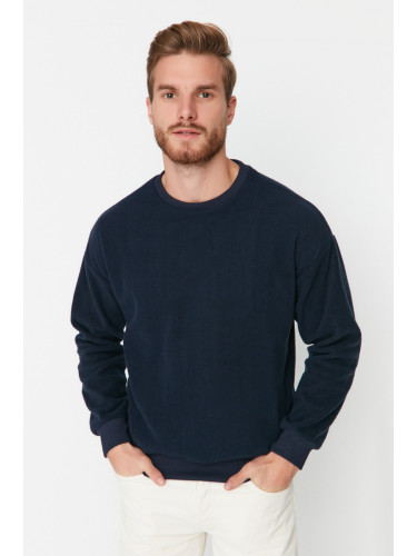 Trendyol Navy Blue Regular/Normal Cut Fleece Warm Sweatshirt