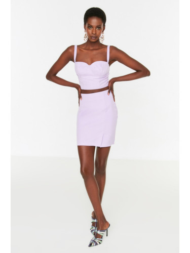 Trendyol Lilac Bustier Skirt Bottom-Top Set