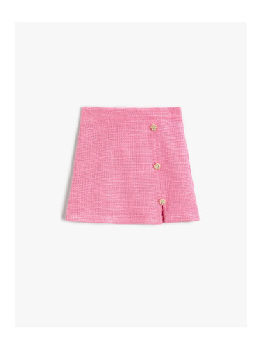 Koton Mini Skirt With Pearl Buttons, Cotton