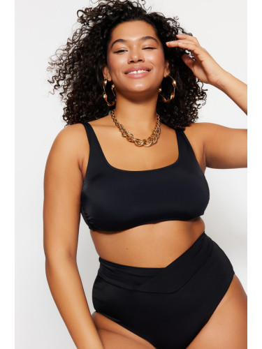 Trendyol крива черен квадратен врата Bralette бикини отгоре