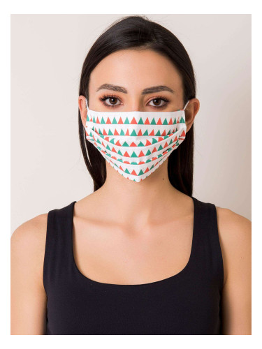 White protective mask with geometric print