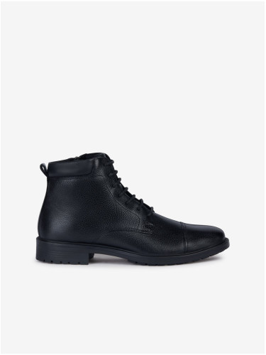 Black Men's Leather Ankle Shoes Geox Kapsian - Men's