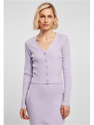 Women's cardigan with short rib knit - lilac