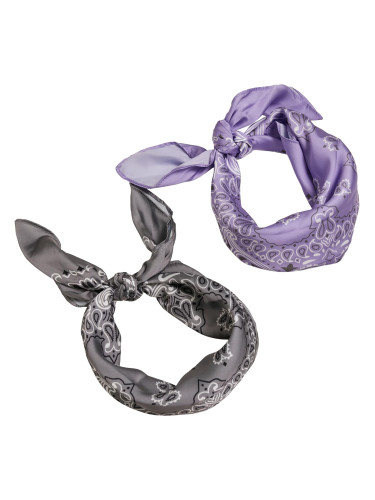 Satin scarf 2-pack lavender/asphalt