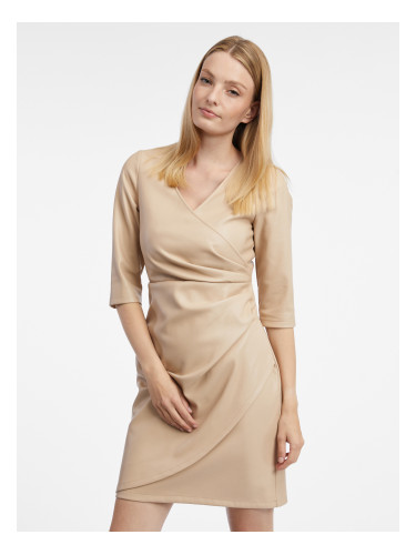 Orsay Beige Women's Leatherette Dress - Ladies