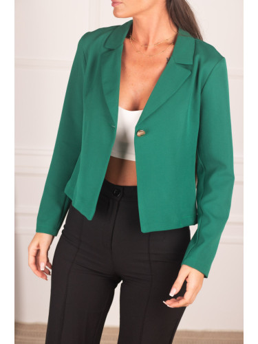 armonika Women's Dark Green Single Button Crop Jacket