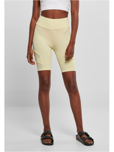 Women's High Waist Tech Mesh Cycle Shorts, Soft Yellow