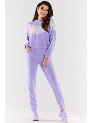 Awama Woman's Sweatshirt A497 Violet/Beige