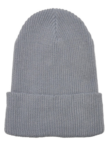 Ribbed knit cap made of recycled yarn grey