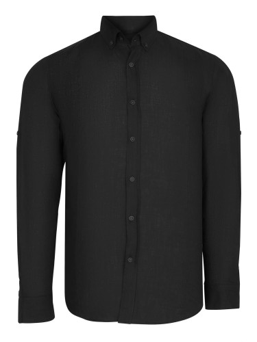 G721 DEWBERRY MENS SHIRT-PLAIN BLACK