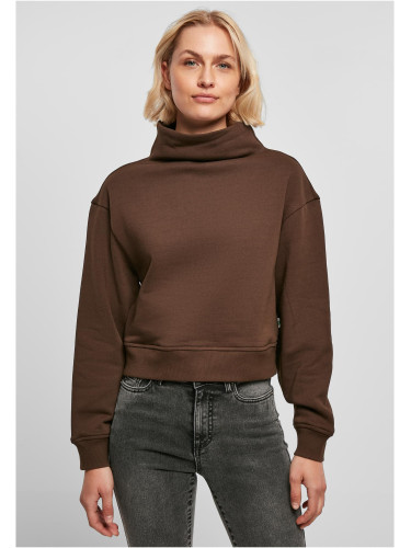 Women's Organic Short High Neck Crew Brown