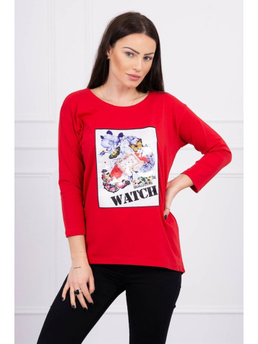 Blouse with 3D Watch red graphics