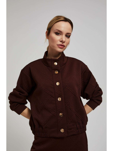 Marisse Brown Blouse With Decorative Buttons