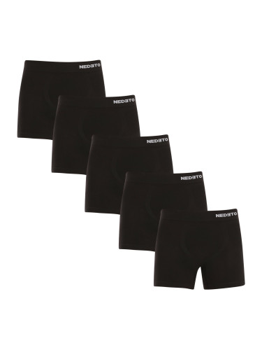 5PACK Men's Boxer Shorts Nedeto Seamless Bamboo Black