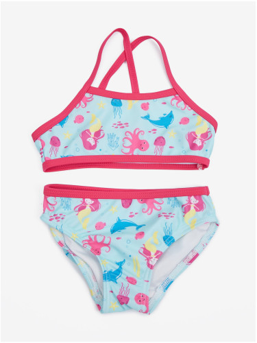 Light blue girly patterned two-piece swimsuit name it Ziza - Girls