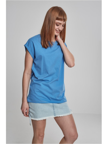 Women's T-shirt with extended shoulder horizontal blue