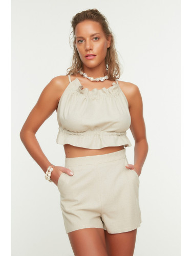 Trendyol Beige Woven Linen Blend 100% Cotton Shorts & Bermuda