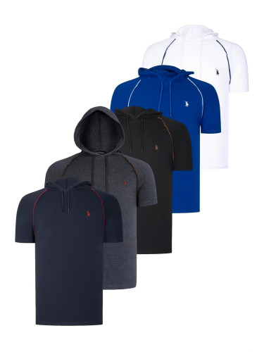 FIVE SET T8570 DEWBERRY HOODIE MEN'S T-SHIRT-BLACK-WHITE-NAVY BLUE-ANTHRACITE-SAKS